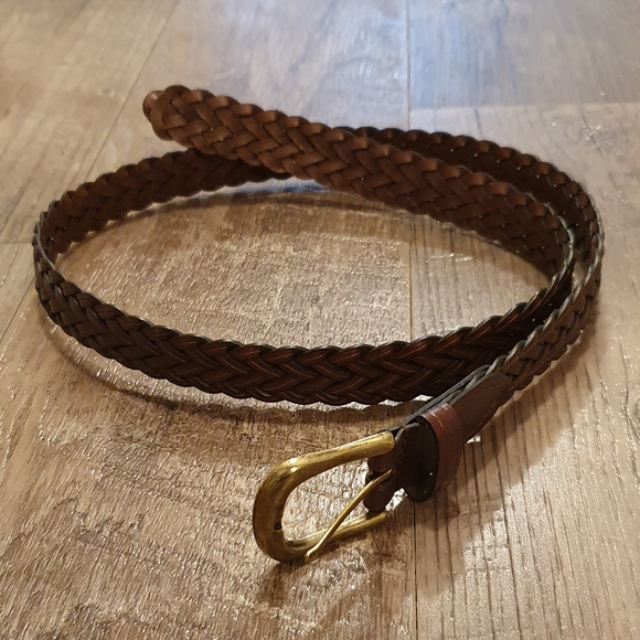 Brown faux leather 1" braided belt (39" length) - Picture 1 of 4